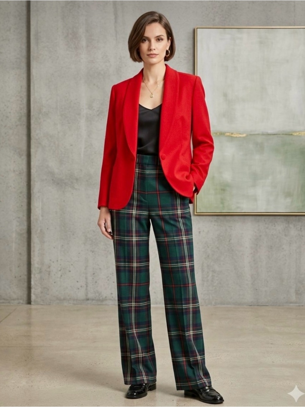 VTG Classic Pure Virgin Wool Red Shawl Collar Blazer